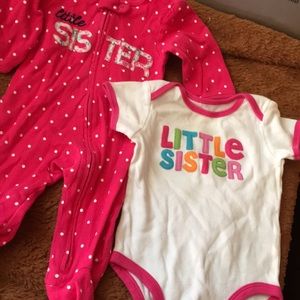 0-3 months Little Sister sleeper & carters 3 m top